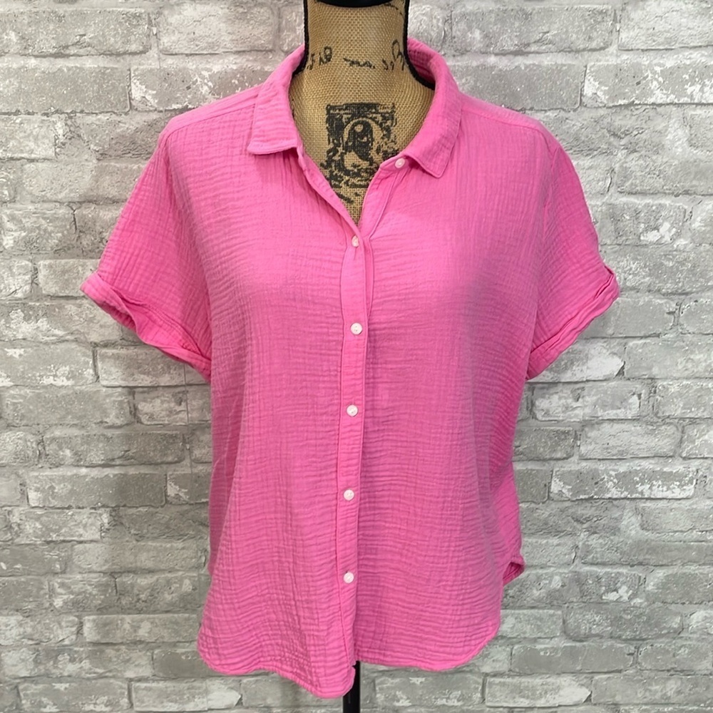 Lucky Brand Pink Gauzy Button Down Top